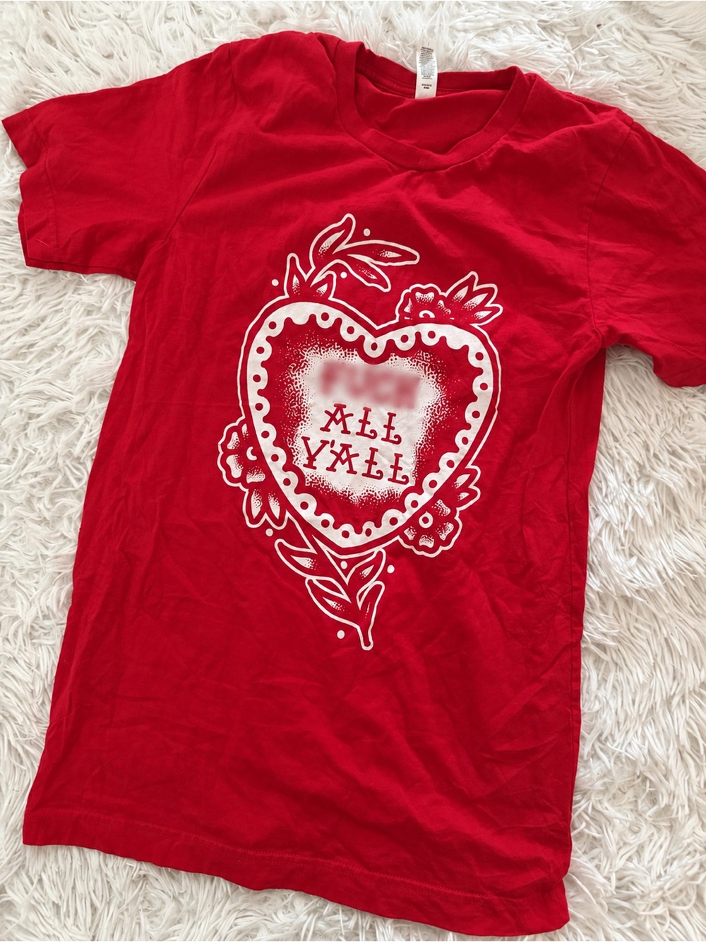 Red F*** All Y’all Graphic T-Shirt Tee Size S Statement Y2K
